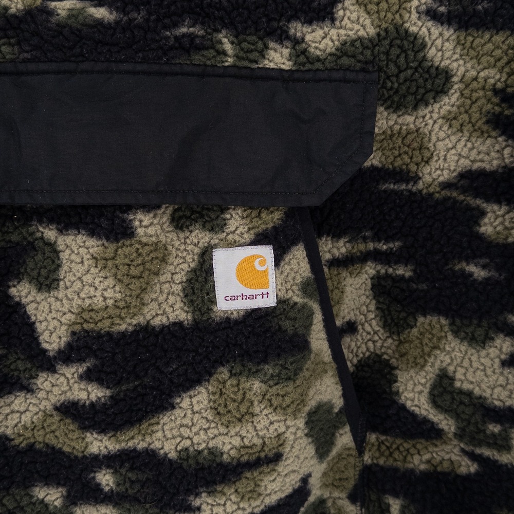 Carhartt Mens Large Fleece Snap Front Jacket Camo Relaxed Fit 104991-M Anorak - Picture 2 of 6